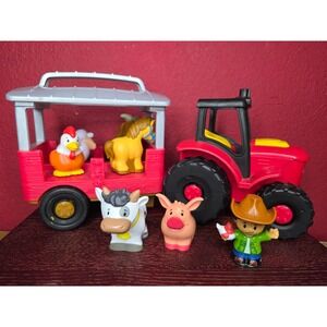Fisher Price Little People Farm Tractor Trailer Animals Farmer Toy Playset